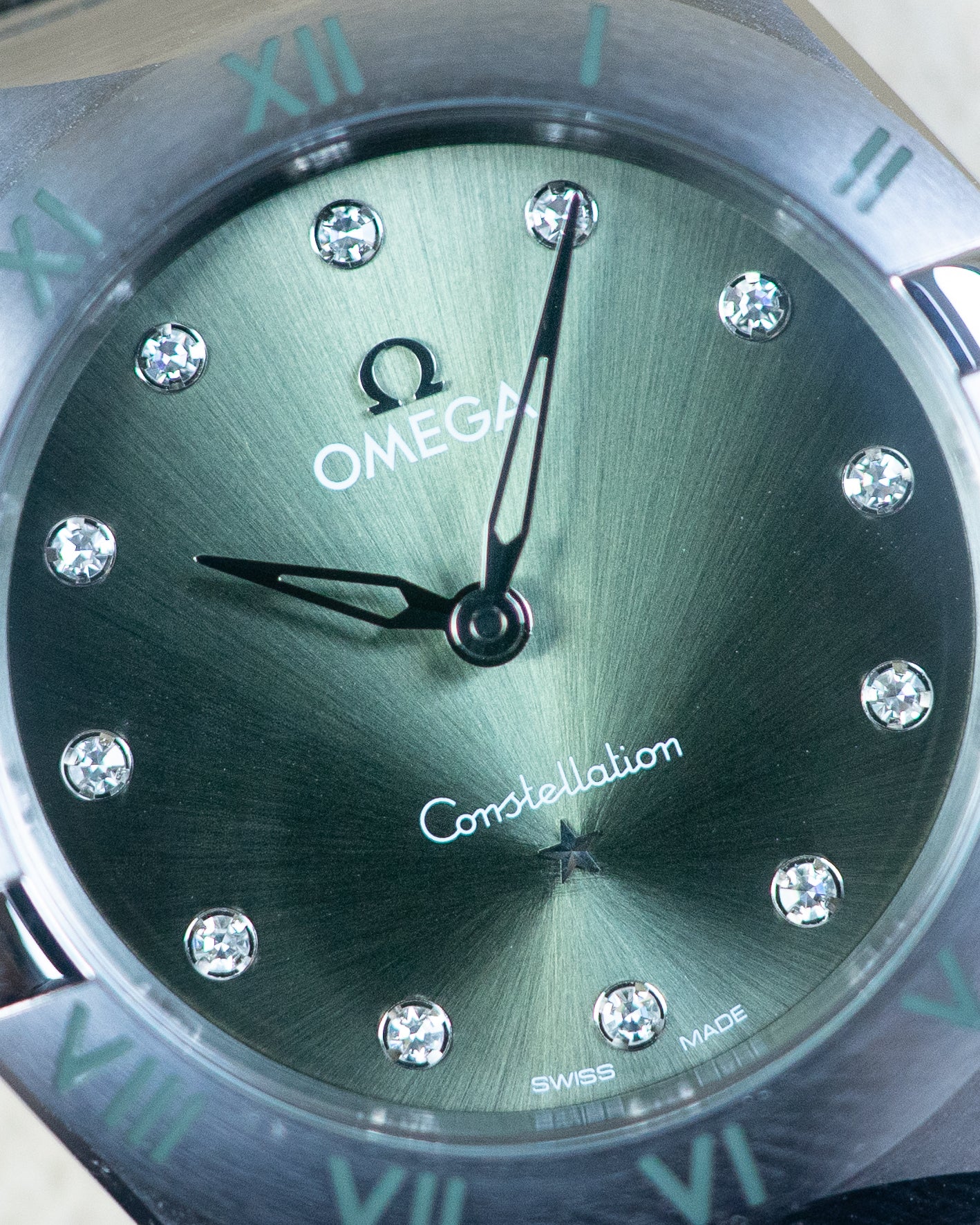 Omega Ladies Constellation Green Diamond Dial