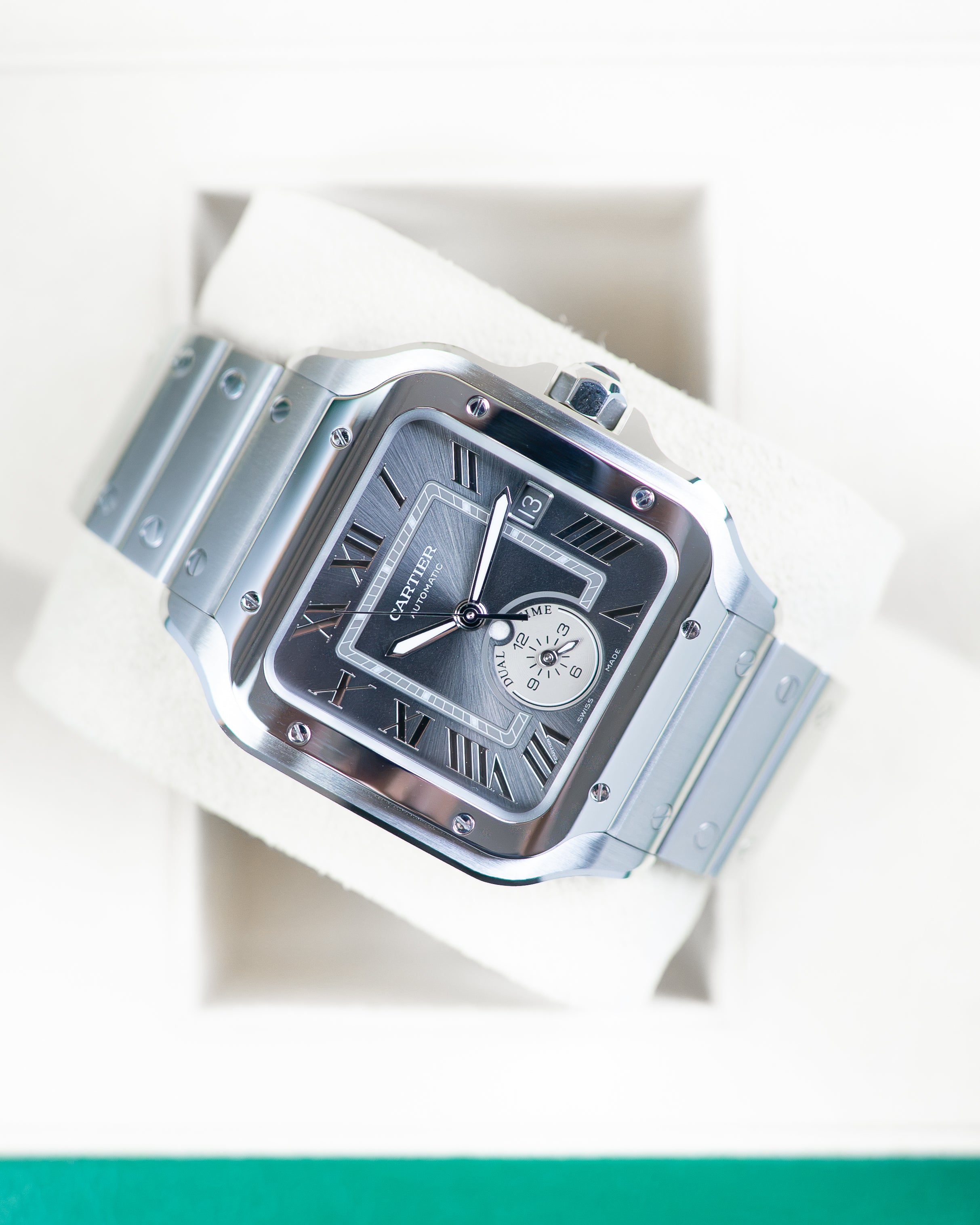 Cartier Santos Dual Time Grey Dial
