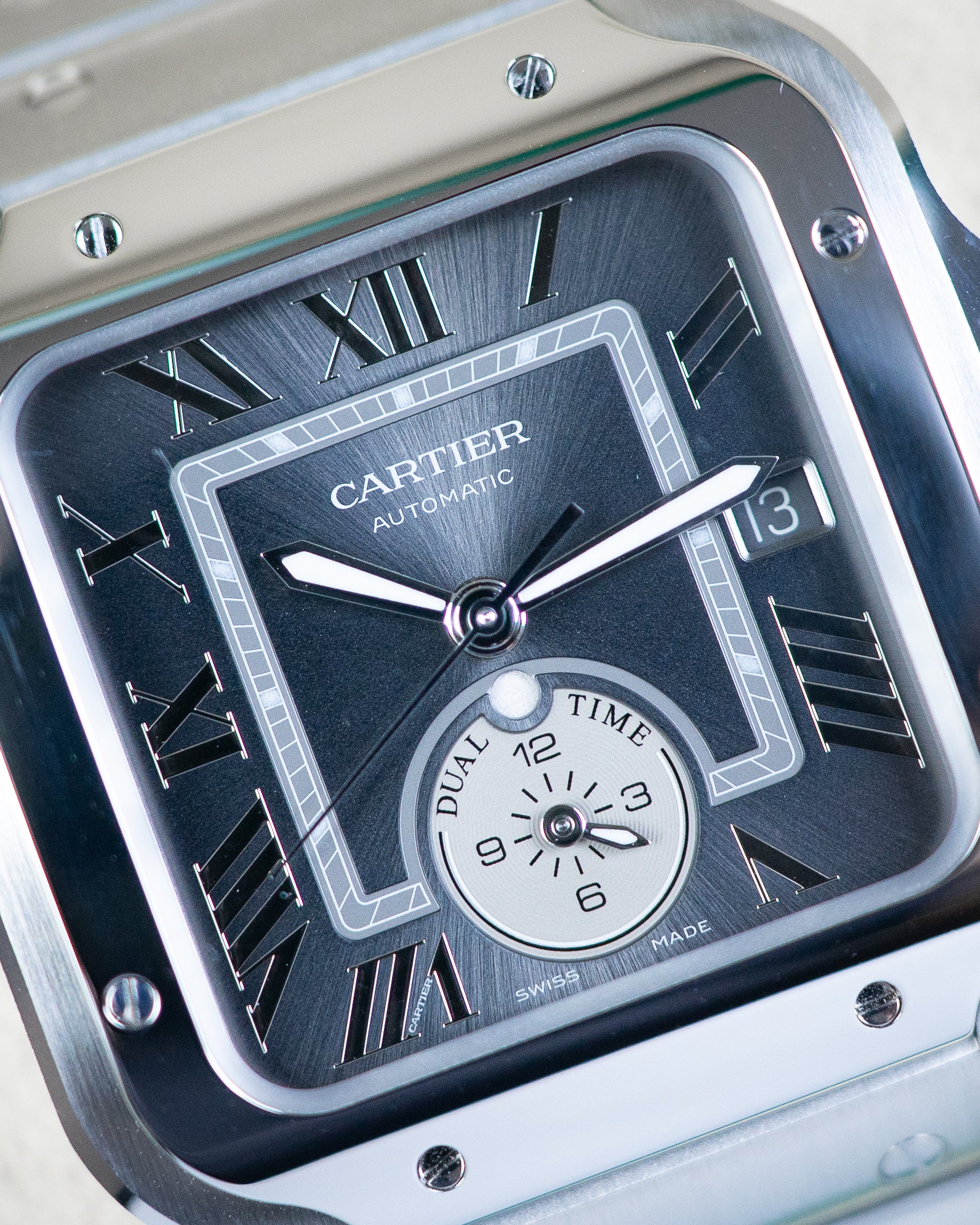 Cartier Santos Dual Time Grey Dial