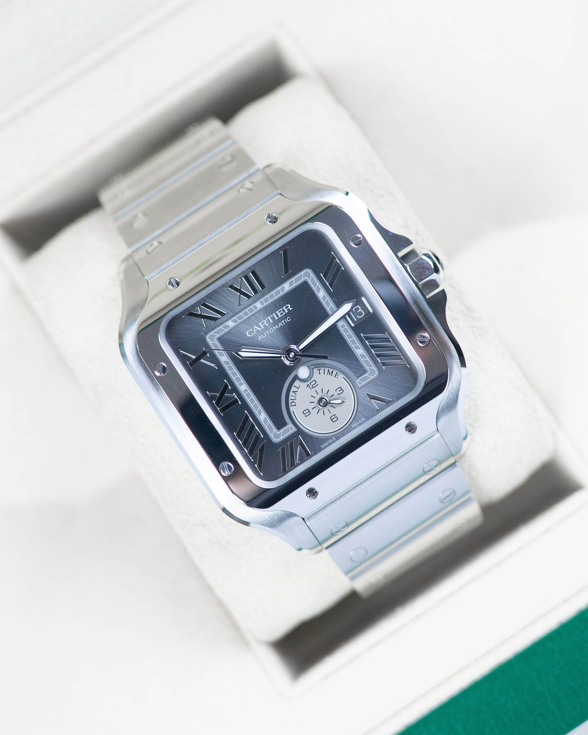 Cartier Santos Dual Time Grey Dial