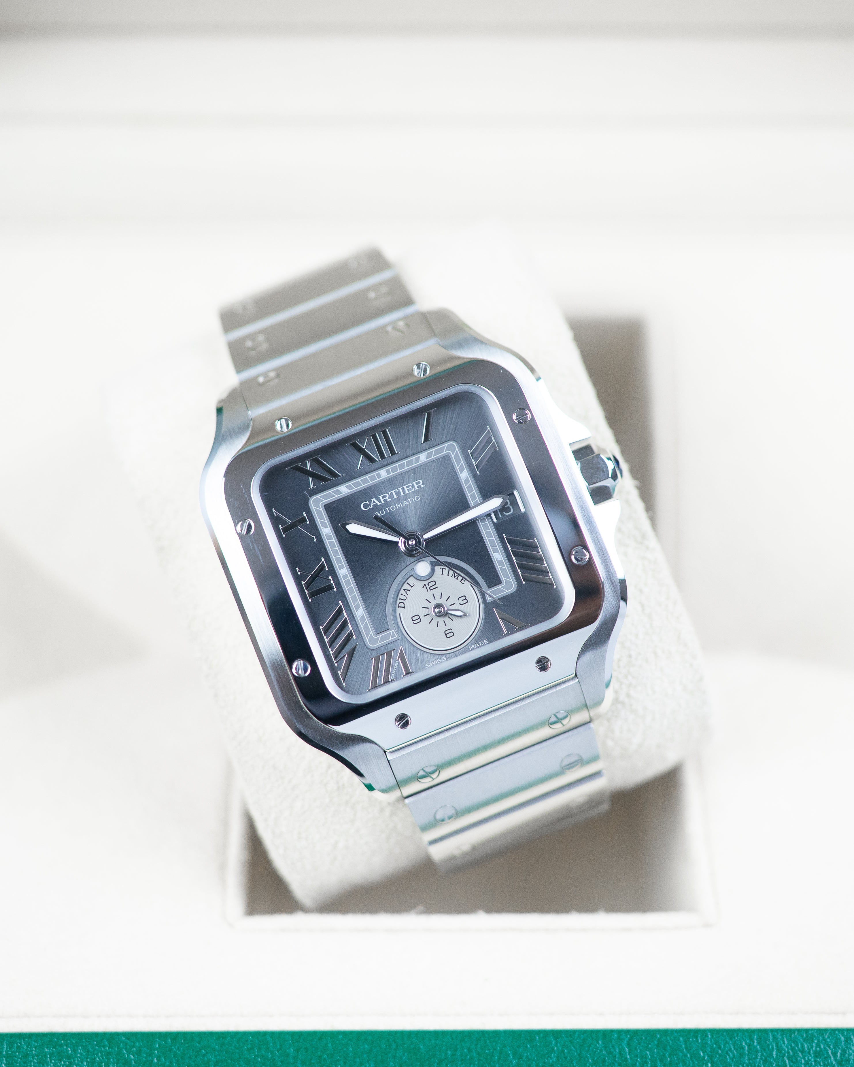 Cartier Santos Dual Time Grey Dial
