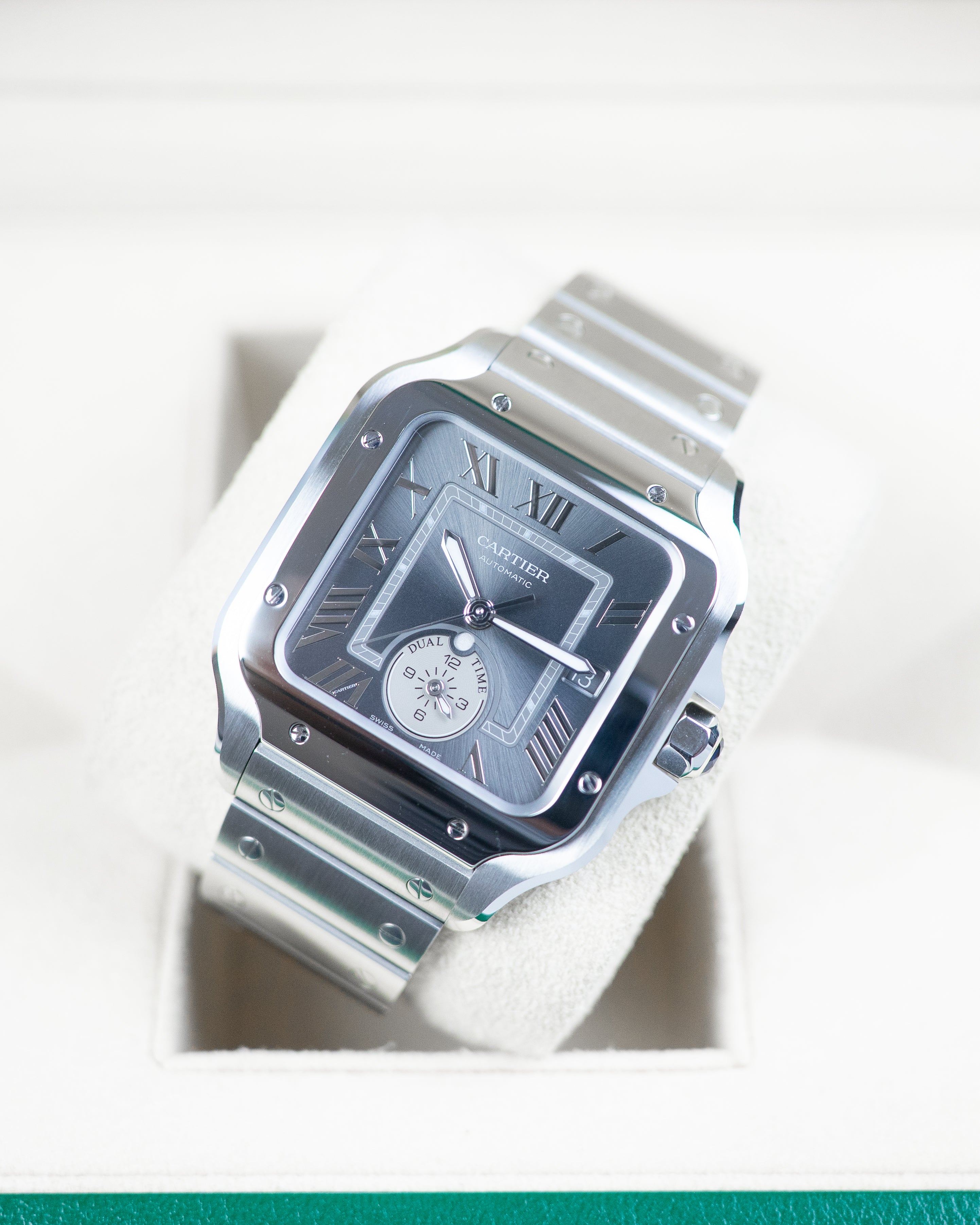 Cartier Santos Dual Time Grey Dial