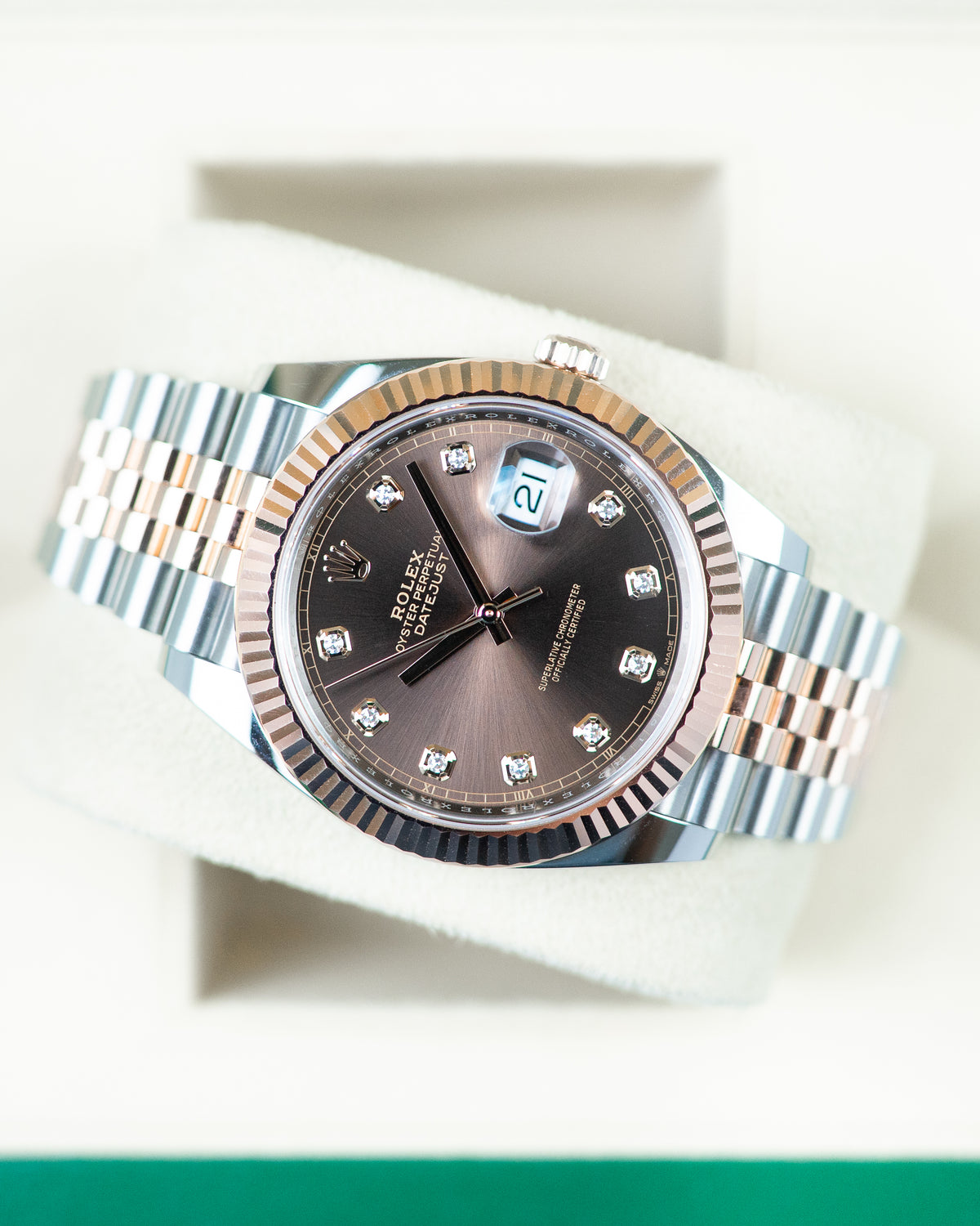 Rolex DateJust Two-Tone Rose Gold Chocolate Diamond Dial