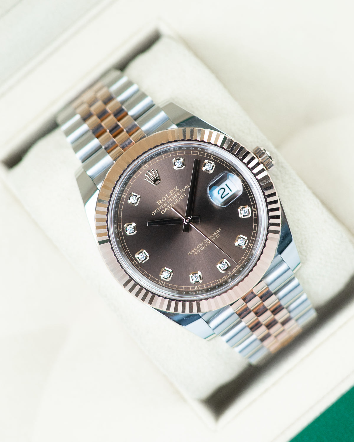Rolex DateJust Two-Tone Rose Gold Chocolate Diamond Dial