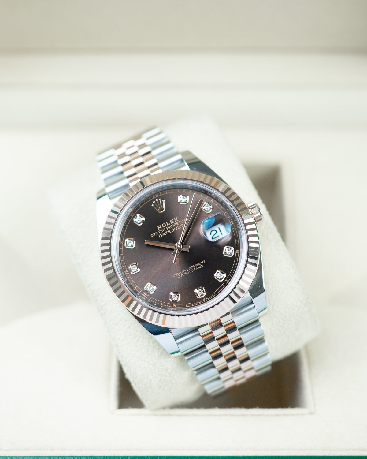 Rolex DateJust Two-Tone Rose Gold Chocolate Diamond Dial