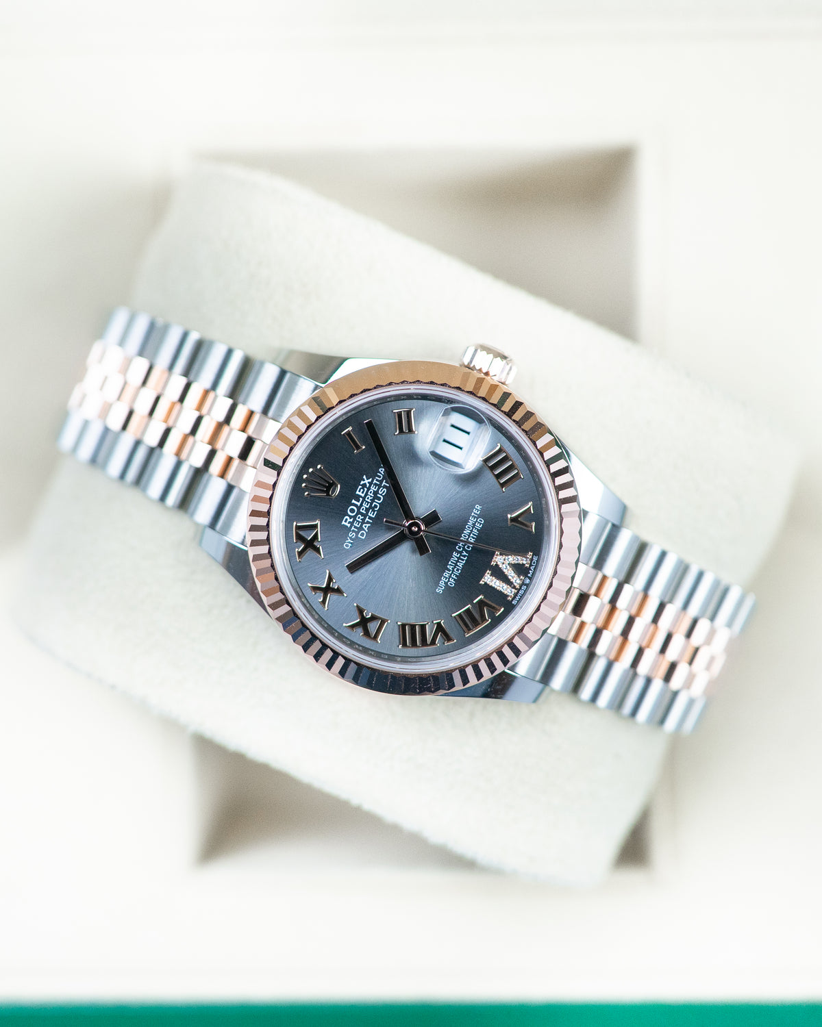 Rolex Ladies Datejust 31 Two Tone Rose Gold Grey Dial
