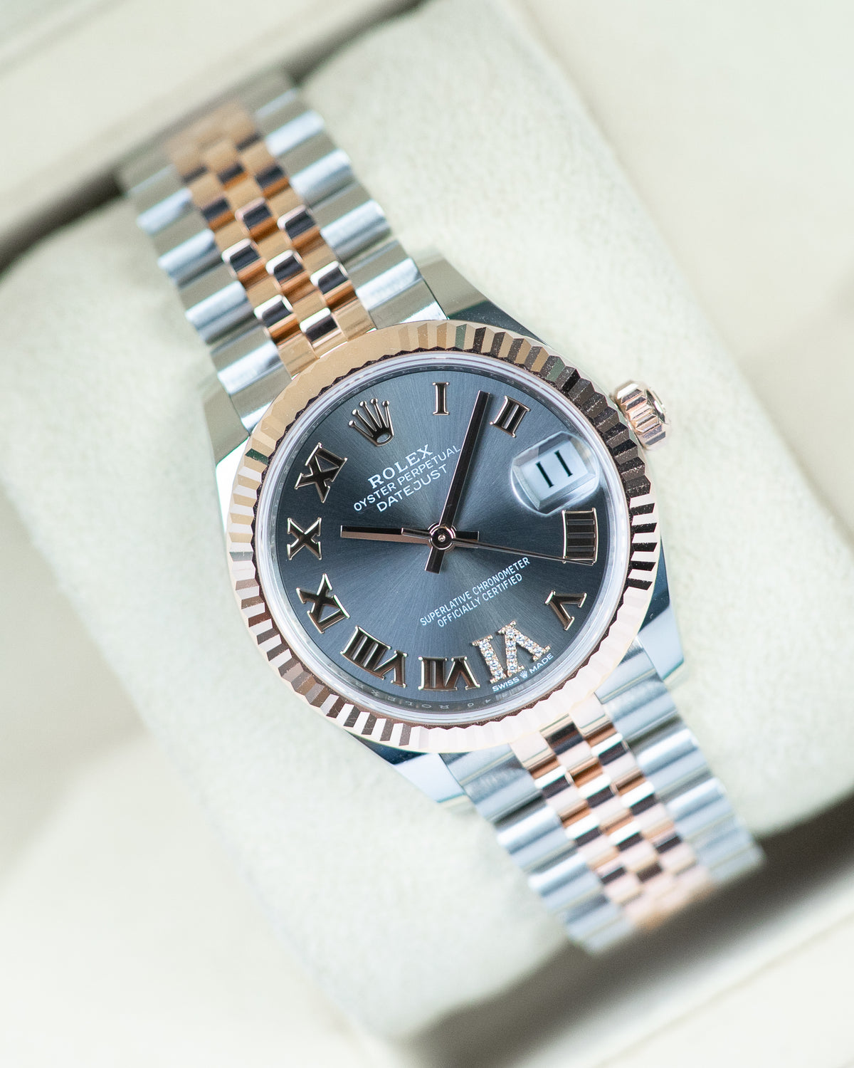 Rolex Ladies Datejust 31 Two Tone Rose Gold Grey Dial