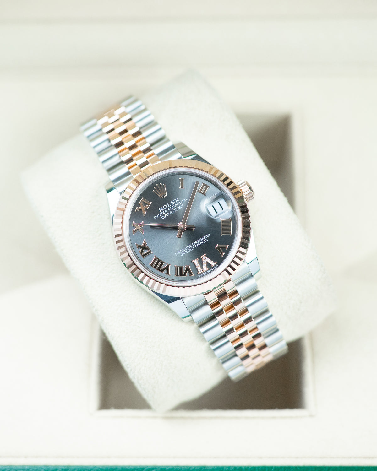Rolex Ladies Datejust 31 Two Tone Rose Gold Grey Dial