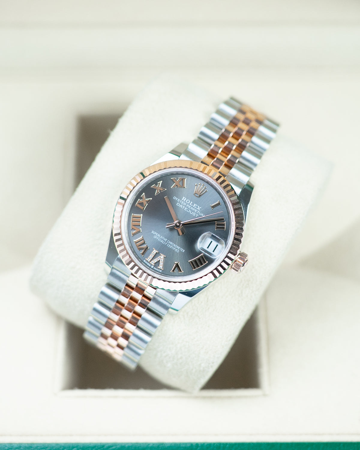 Rolex Ladies Datejust 31 Two Tone Rose Gold Grey Dial