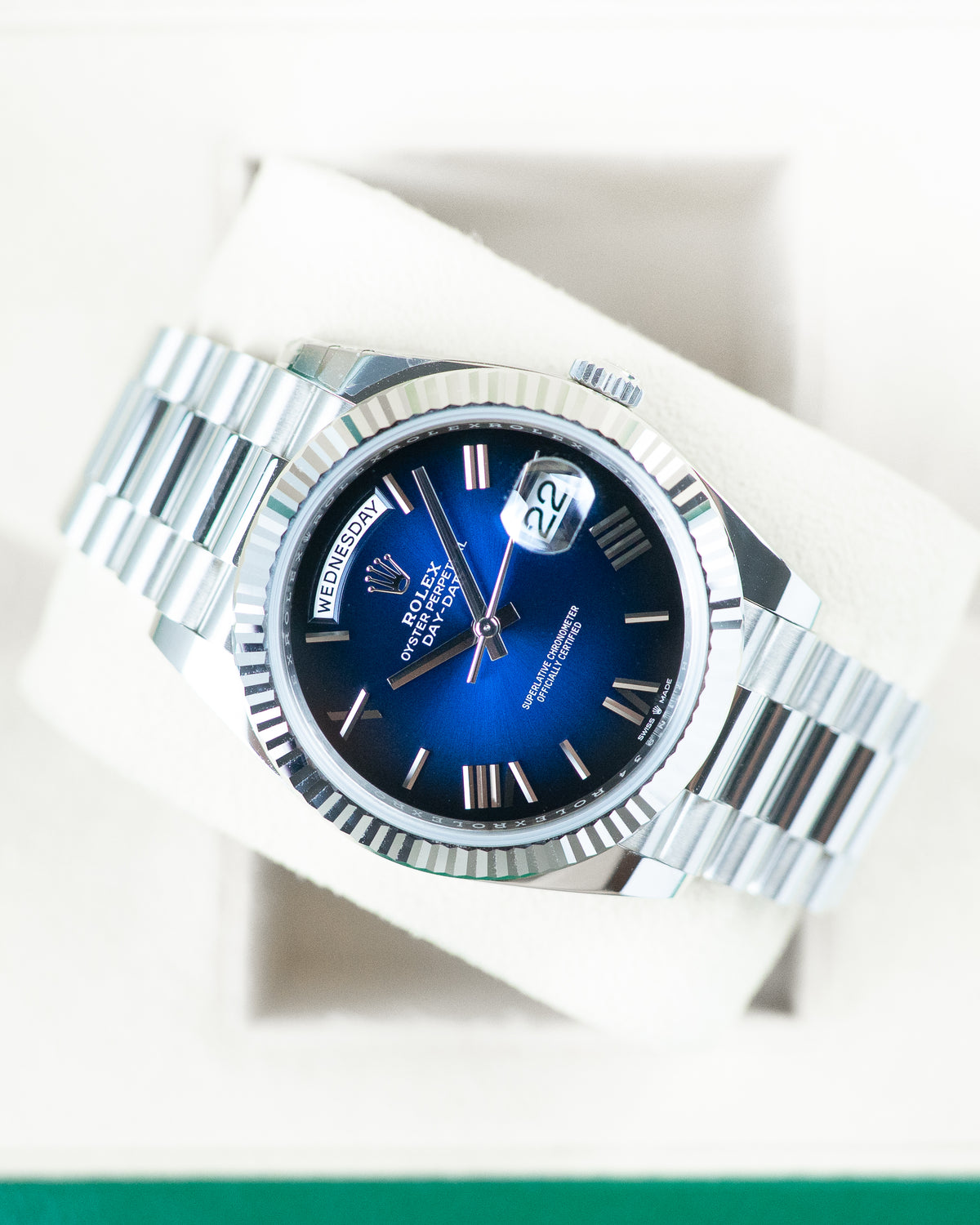 Rolex Day-Date 40 Blue Ombre in Platinum