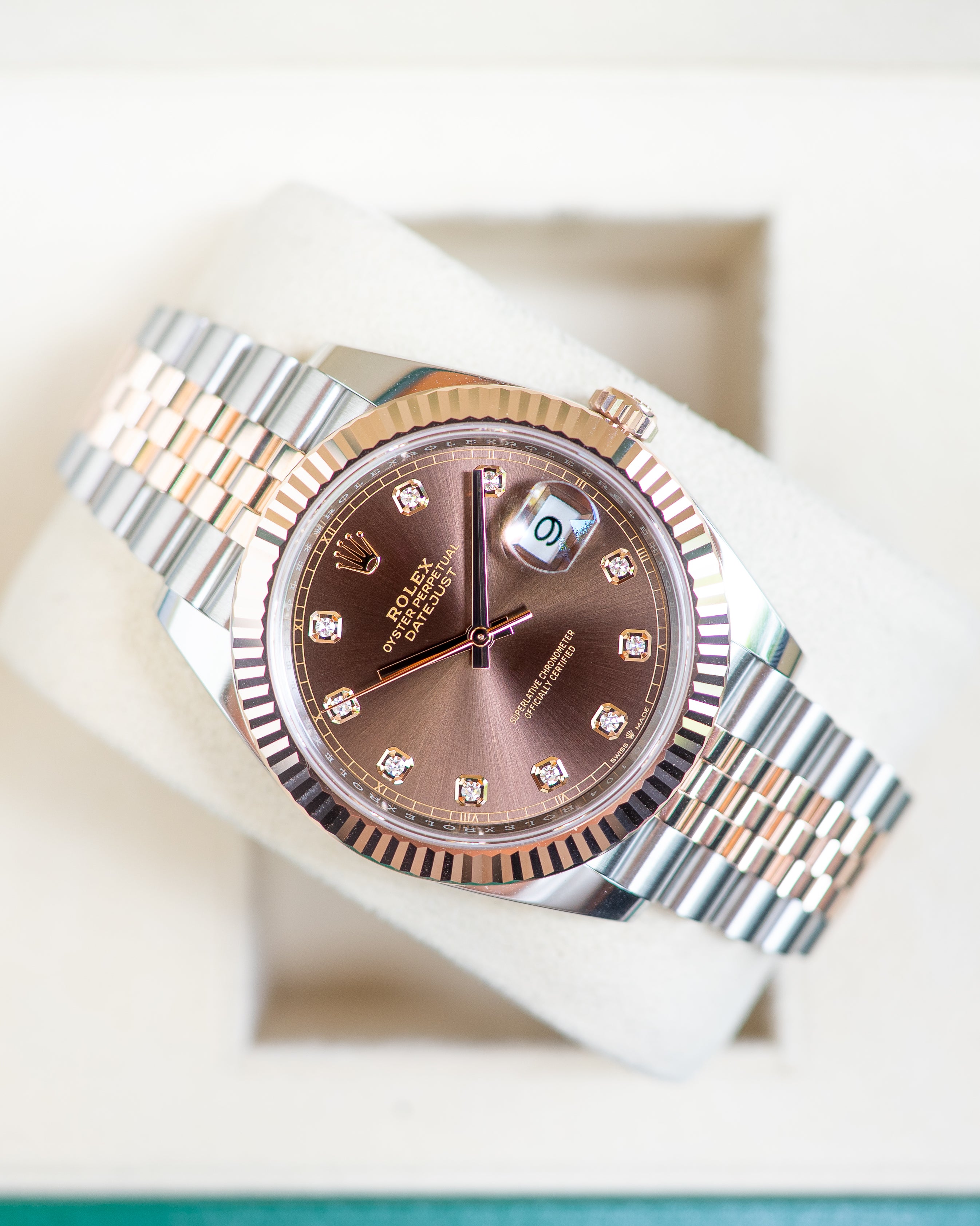 Rolex DateJust Two-Tone Rose Gold Chocolate Diamond Dial