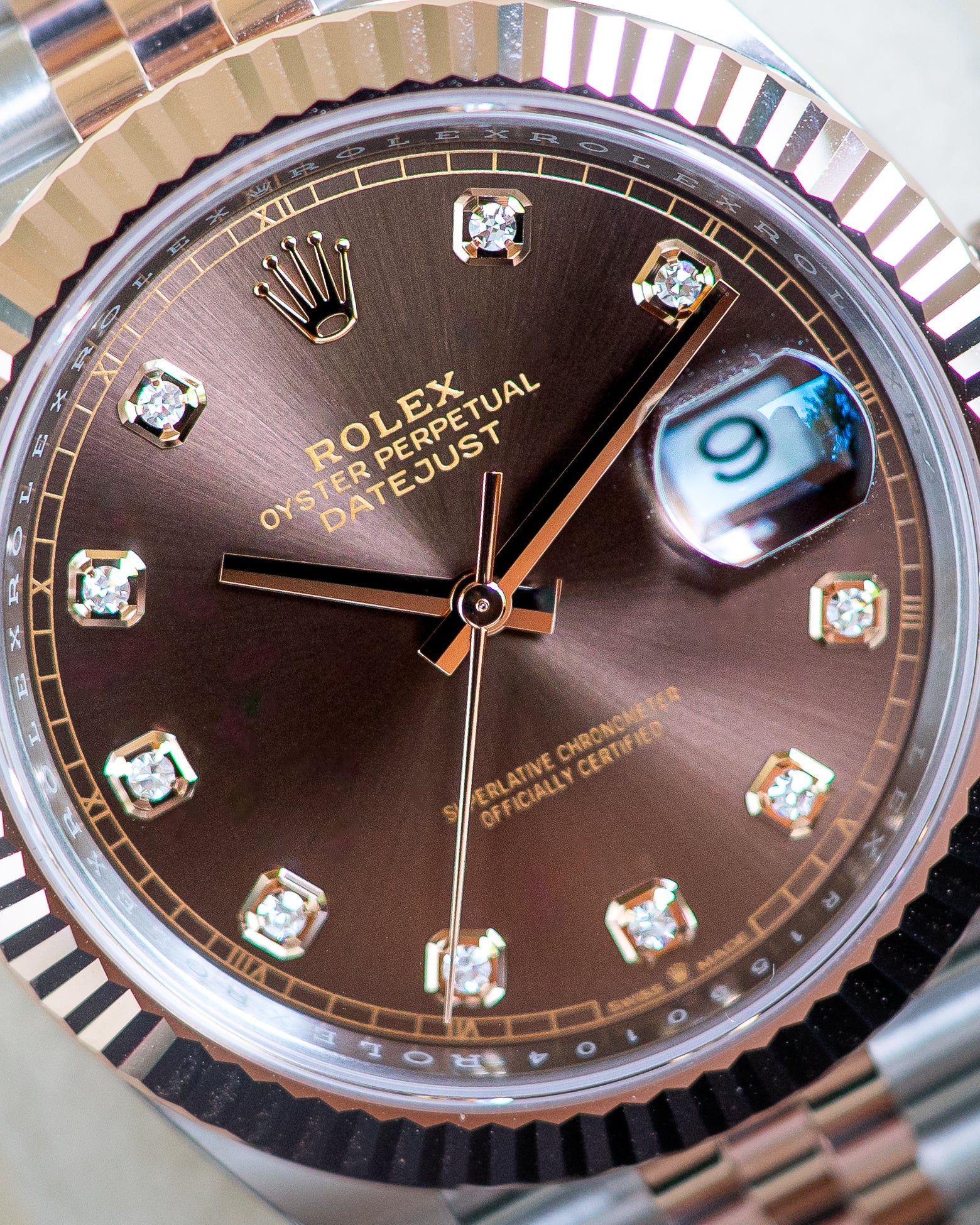 Rolex DateJust Two-Tone Rose Gold Chocolate Diamond Dial