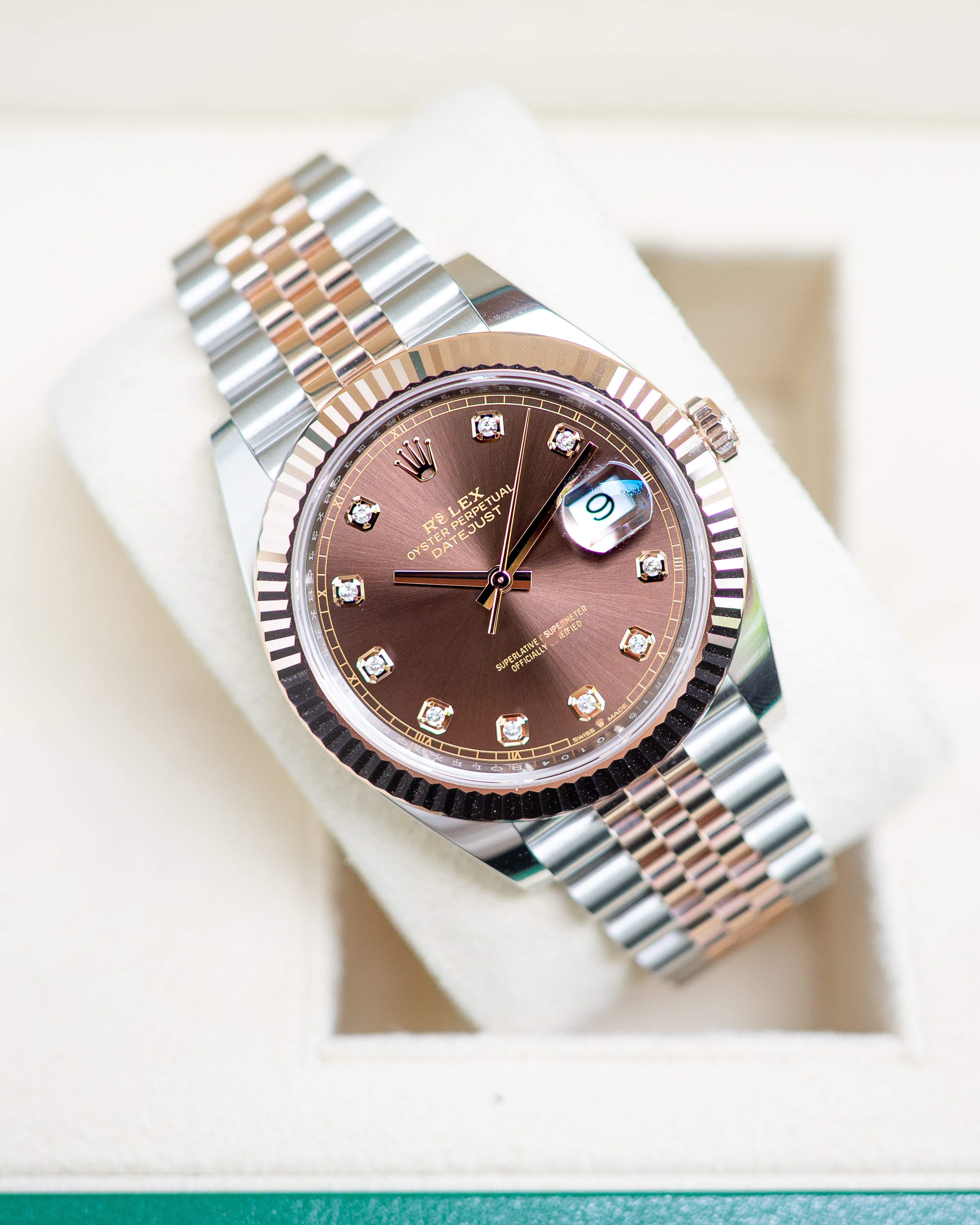 Rolex DateJust Two-Tone Rose Gold Chocolate Diamond Dial