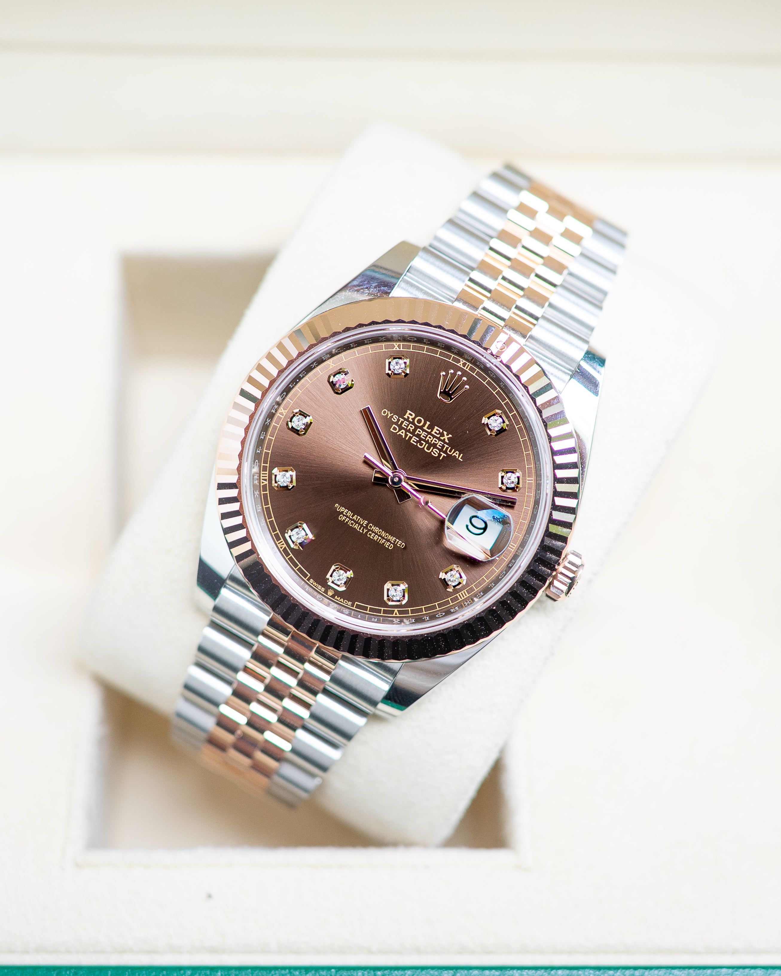 Rolex DateJust Two-Tone Rose Gold Chocolate Diamond Dial