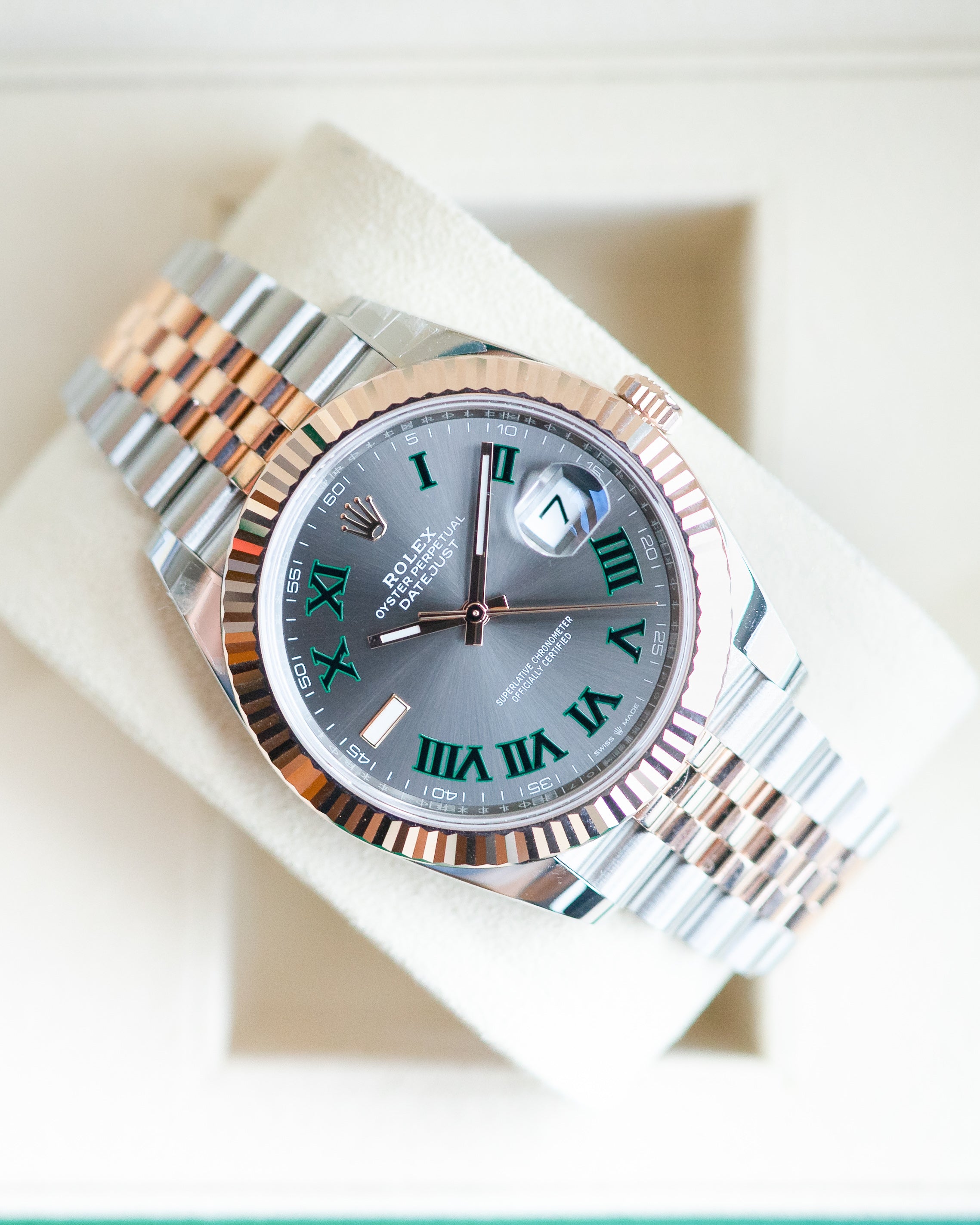 Rolex Datejust Two Tone Wimbledon Dial Rose Gold