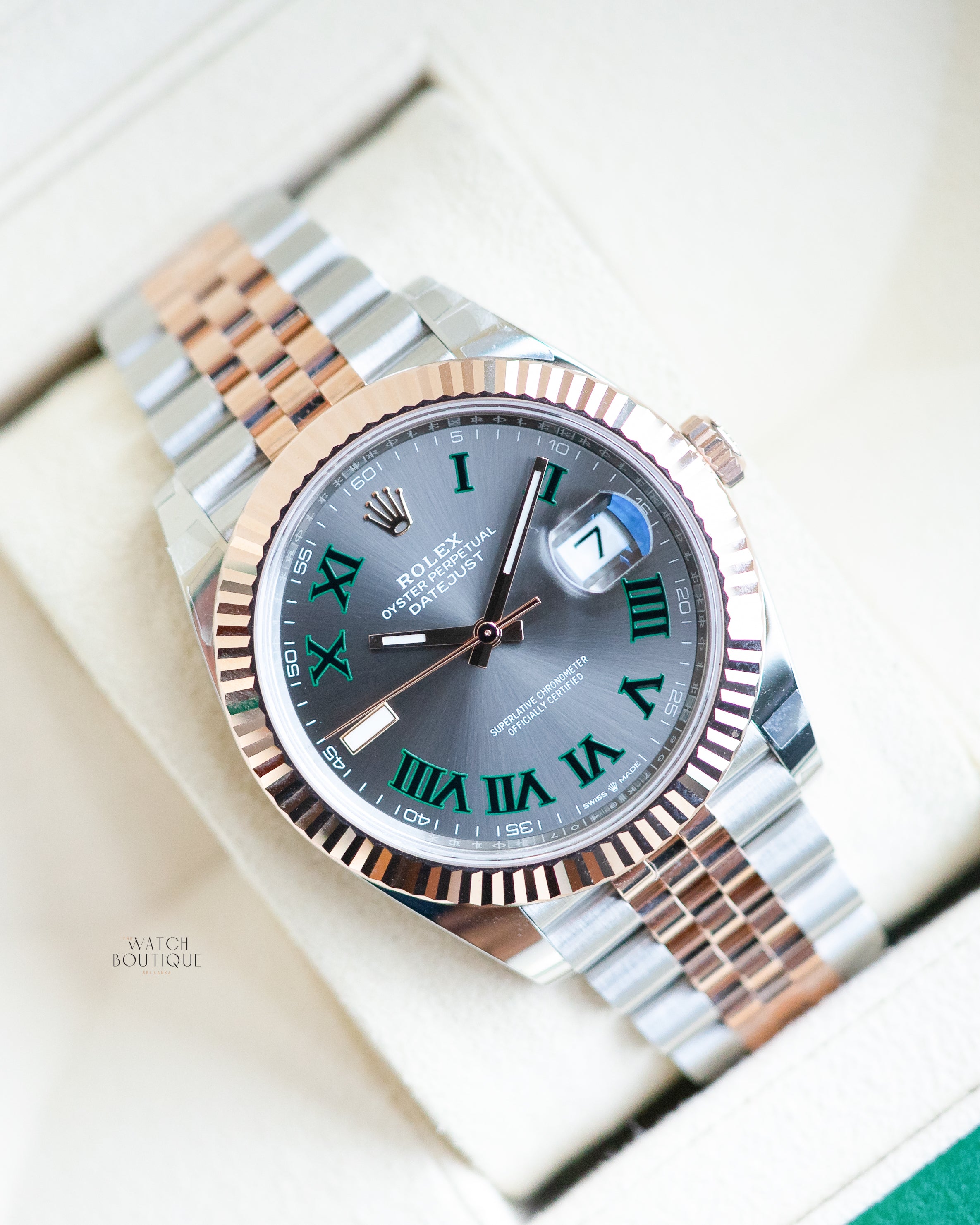 Rolex Datejust Two Tone Wimbledon Dial Rose Gold