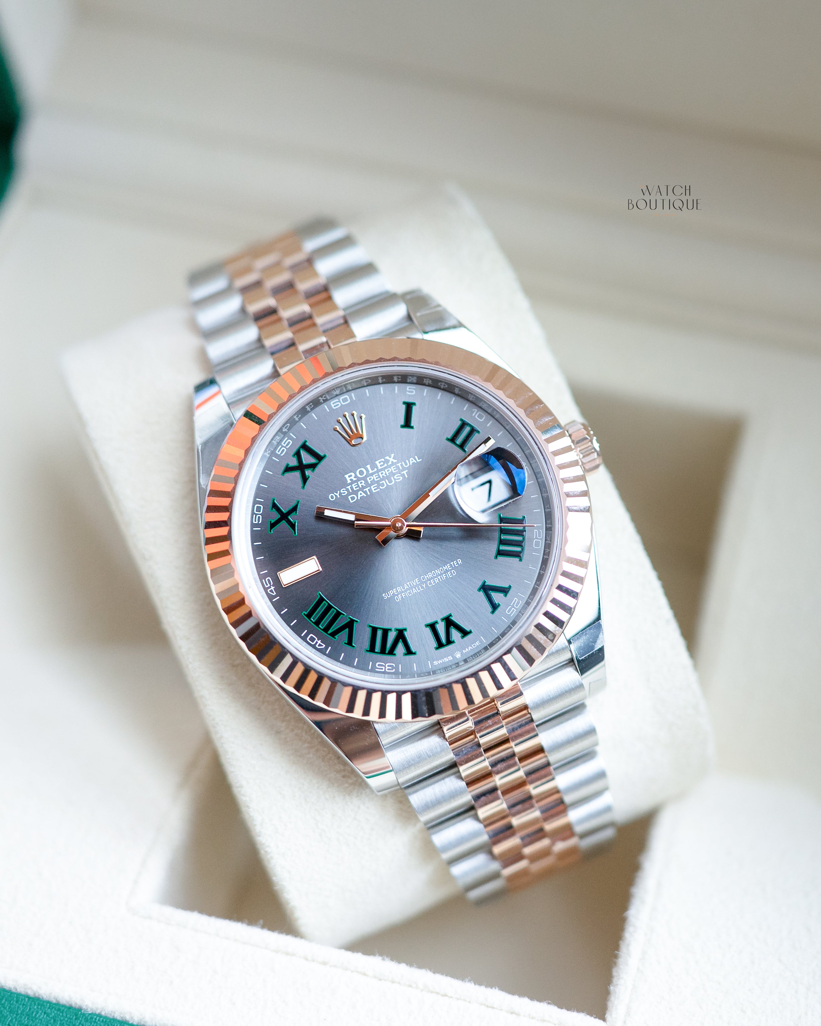 Rolex Datejust Two Tone Wimbledon Dial Rose Gold
