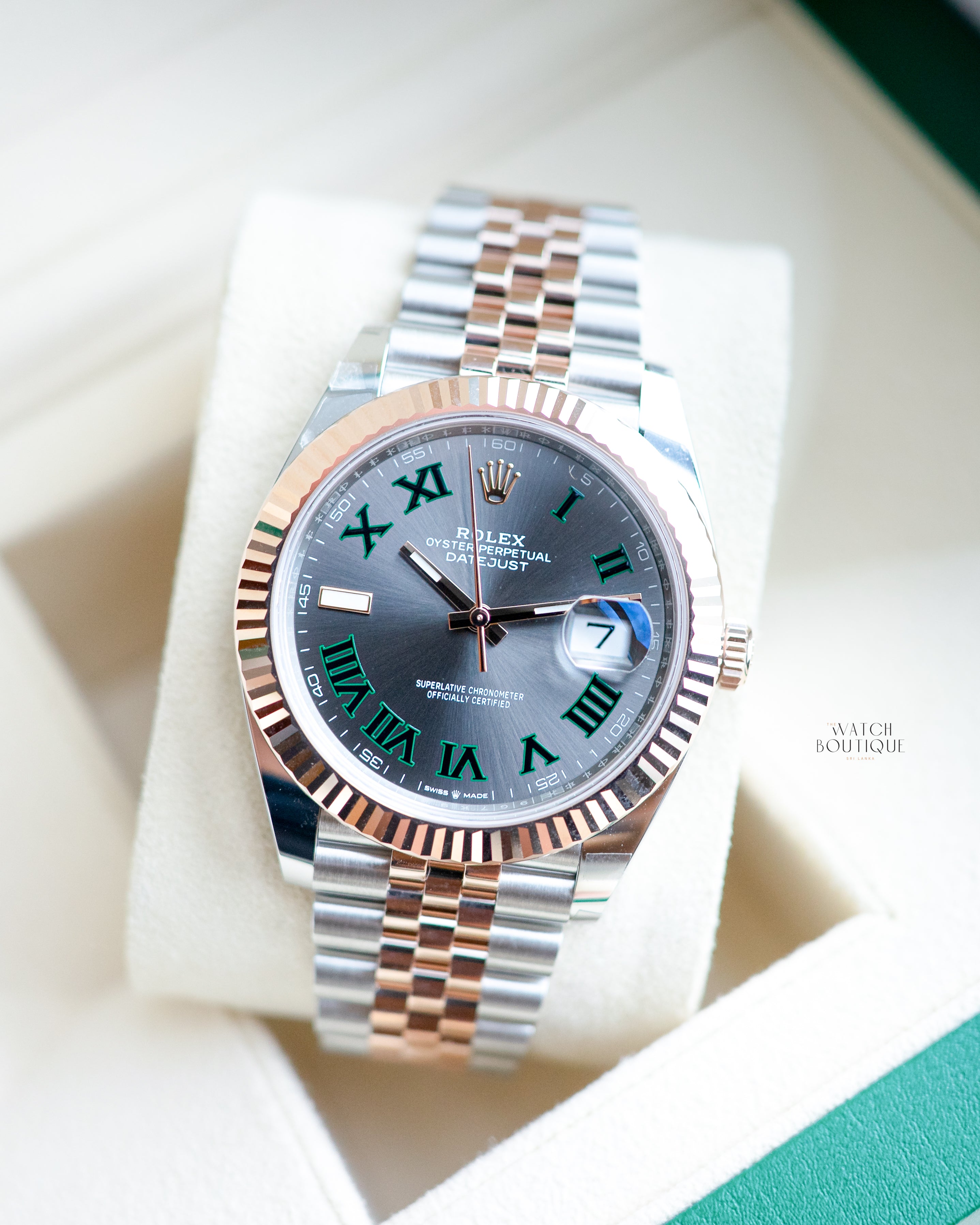 Rolex Datejust Two Tone Wimbledon Dial Rose Gold